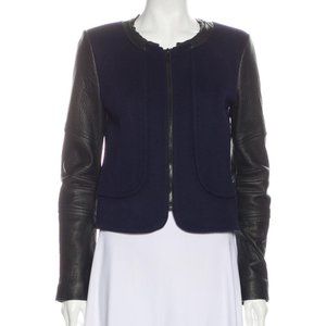 Rebecca Minkoff Lambskin Sleeve Wool Blend Jacket